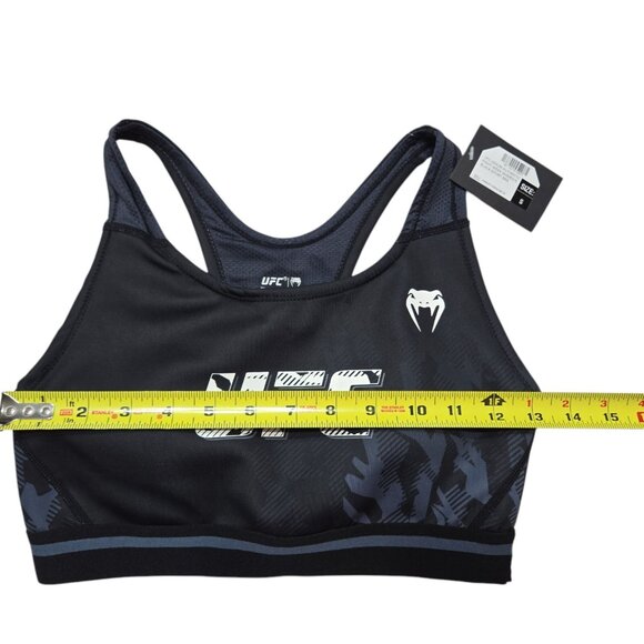 UFC Venum Sports Bra Womens Small Black Racerback Removal Pads Workout Top New - Picture 5 of 10